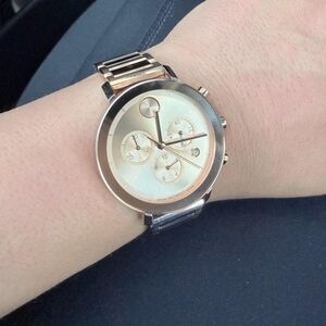 Movado BOLD Evolution Chronograph in gold-tone ion-plated stainless steel.